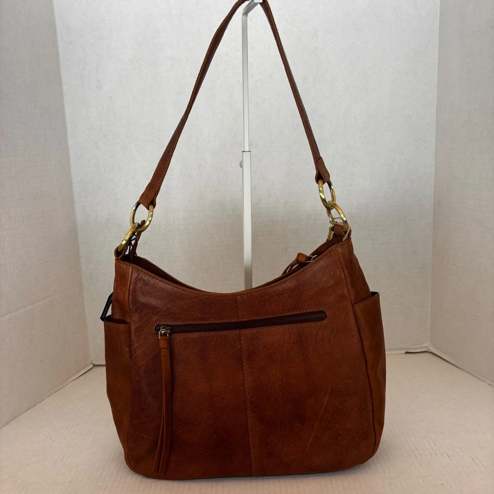Écotorie‎ Bleu Leather Hobo Bag Women's Brown Tassel Shoulder Bag New